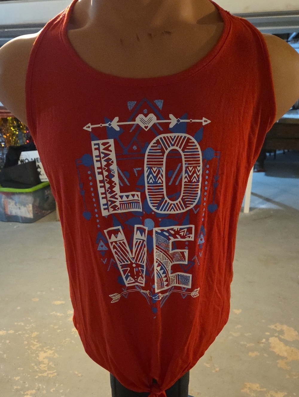 Red Graphic Tank Top with 'LOVE' Print - Womens